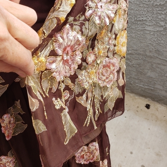 Ruben Panis Dress Vintage 1980's Silk Chiffon Gown - Picture 11 of 16